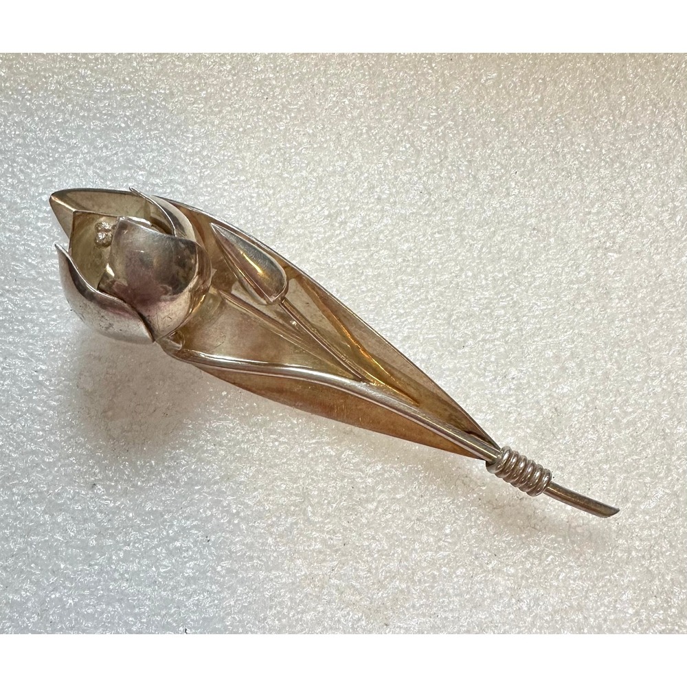 Vintage A Dragsted Sterling Silver Tulip Pin Denmark